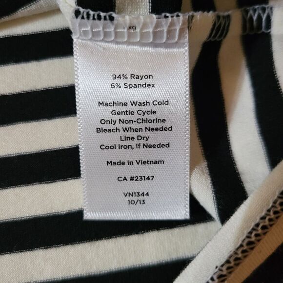 Talbots Women's Black Stripe Rayon Short Sleeve Roundneck Top - Picture 9 of 12